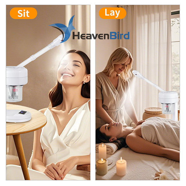 Nano Ionic Facial Steamer Portable Face Steamer with LCD Screen Extendable 360° Rotating Arm Rotatable Nozzle Hot Mist Function for Personal Care at Home or Salon