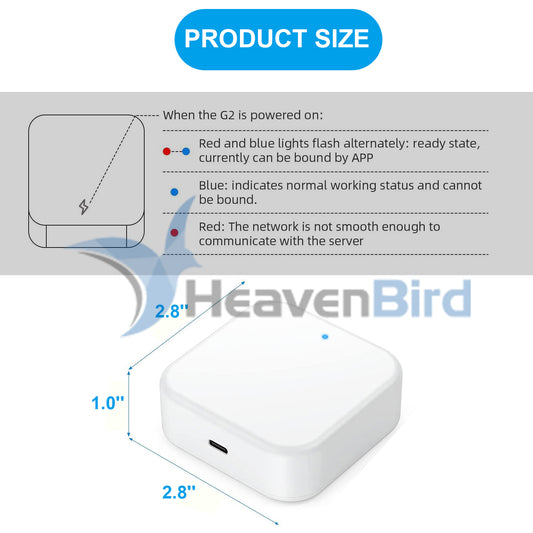 G2 Gateway for TT/DD Lock App, Gateway for Smart Door Lock with Remote Control, Only Work 2.4G Wi-Fi, Compatible with Alexa Voice Control