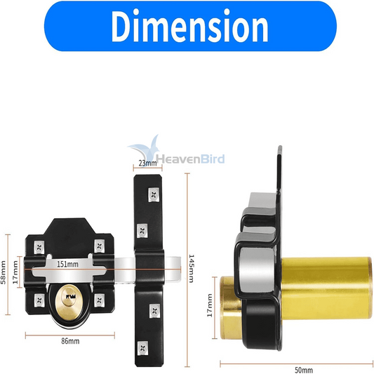 50mm/70mm Double Locking Stainless Steel Rimlock for Garage Door or Wooden Gate