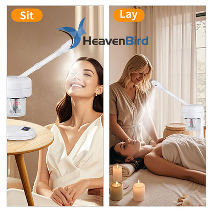 Nano Ionic Facial Steamer Portable Face Steamer with LCD Screen Extendable 360° Rotating Arm Rotatable Nozzle Hot Mist Function for Personal Care at Home or Salon