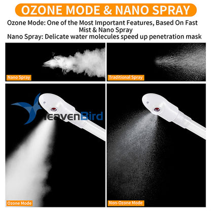 Nano Ionic Facial Steamer Portable Face Steamer with LCD Screen Extendable 360° Rotating Arm Rotatable Nozzle Hot Mist Function for Personal Care at Home or Salon