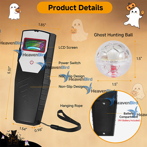 HeavenBird Ghost Hunting Equipment, Digital LCD Spirit Detector with 4 Ghost Hunting Balls, Paranormal Investigation Device