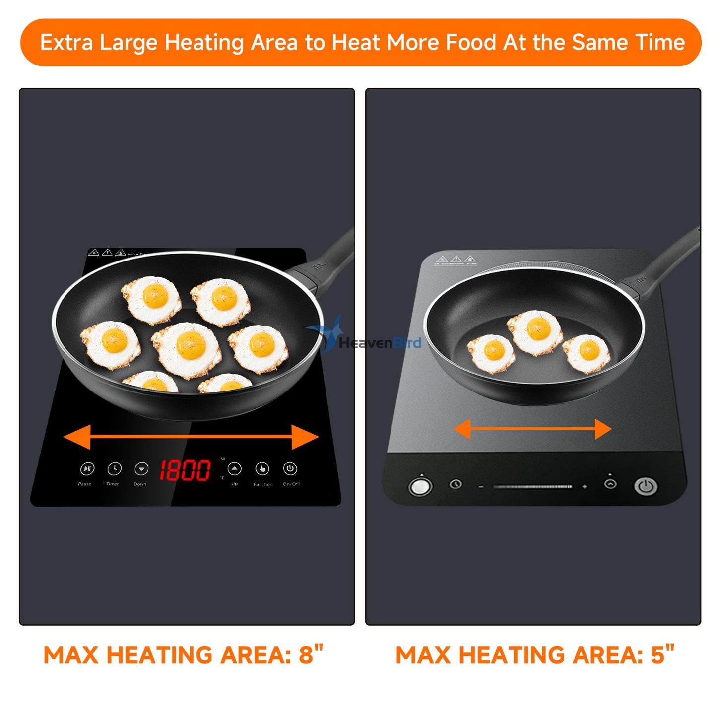 Portable Induction Burner 1800W Large 8 Heating Coi  Hot Plate Countertop Burner with Touch Panel Power & Temp Adjustable Hot Plate Cooker with 4-Hour Timerl