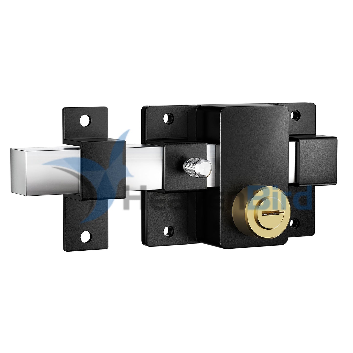 Long Throw Gate Lock, Fit for 40-80mm Wooden Door, Anti-Rust, Double Sides Locking, Right & Left Door, 5 Keys