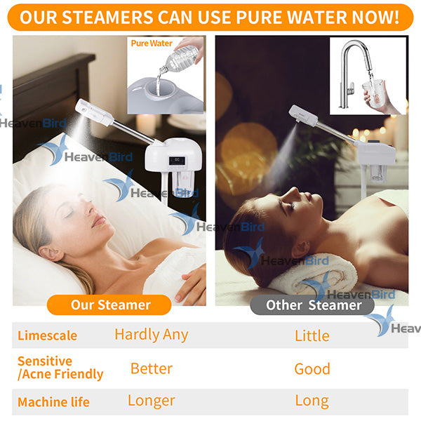 Nano Ionic Facial Steamer Portable Face Steamer with LCD Screen Extendable 360° Rotating Arm Rotatable Nozzle Hot Mist Function for Personal Care at Home or Salon