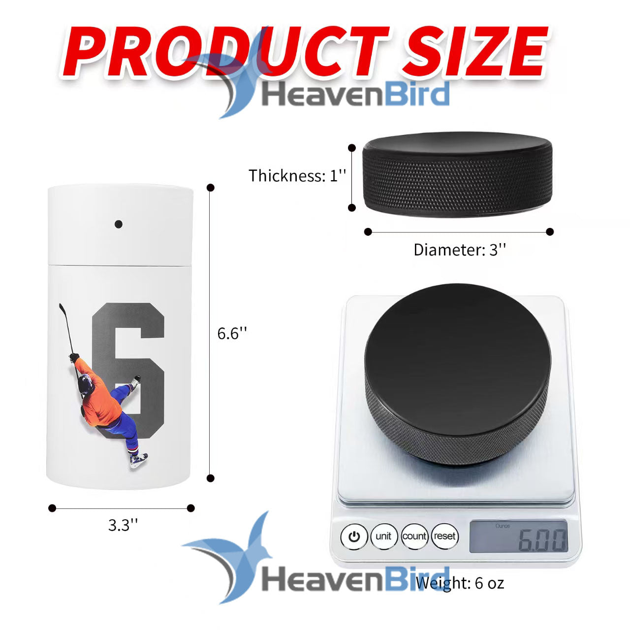 NHL-Regulation Ice Hockey Pucks - 6oz, 3" Diameter x 1" Thick - 6-Pack Practice Pucks for Training & Games