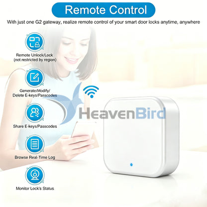 G2 Gateway for TT/DD Lock App, Gateway for Smart Door Lock with Remote Control, Only Work 2.4G Wi-Fi, Compatible with Alexa Voice Control