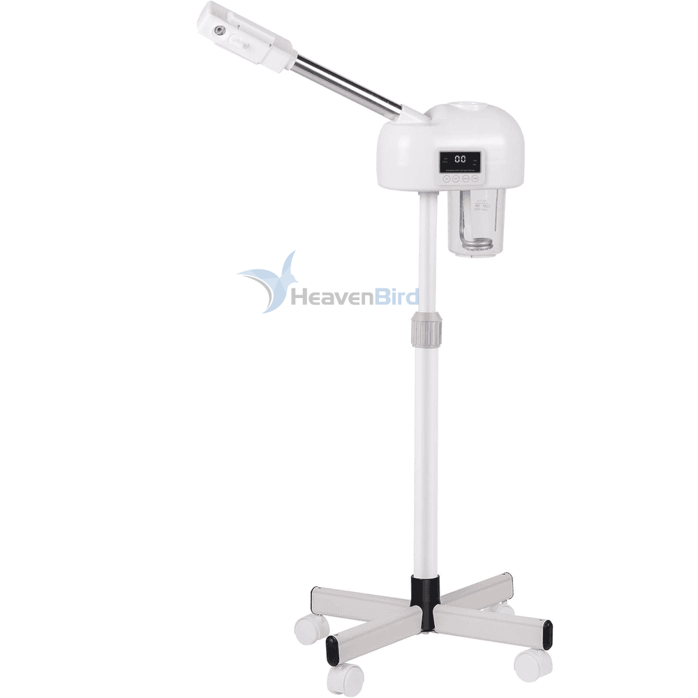 Professional Facial Steamer for Clean Skin LCD Display, Facial Steamer for Esthetician Use at Home & Salon Spa with Hot Mist Timer Function Adjustable Height & Rolling Wheels