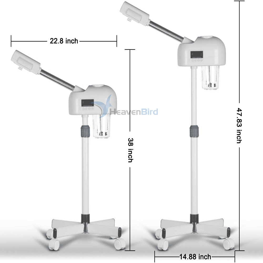 Professional Facial Steamer for Clean Skin LCD Display, Facial Steamer for Esthetician Use at Home & Salon Spa with Hot Mist Timer Function Adjustable Height & Rolling Wheels