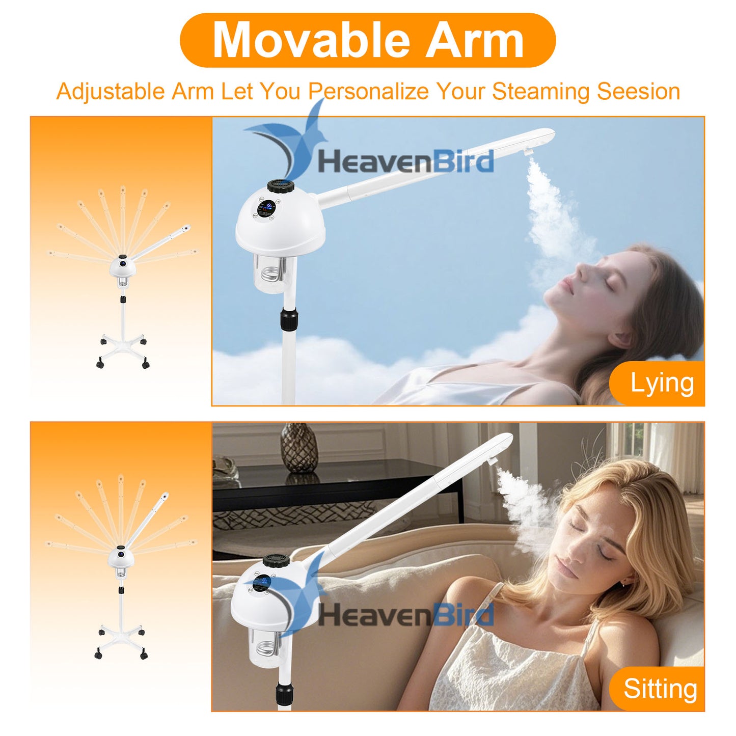 Professional Facial Steamer, Vaporizador Facial with Mist Adjustable & Timer, Ionic Steam Intensity Adjustable & Movable Arm, Preheating Esthetician Steamer, Home Beauty Salon SPA