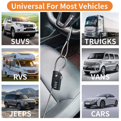 Cable Lock, Small Combination Lock with 4 Digit Code, Chain Lock for Car