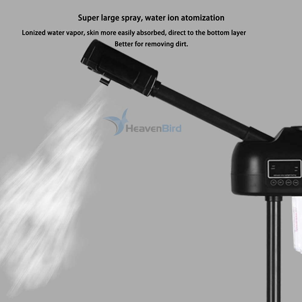 Professional Facial Steamer for Clean Skin LCD Display, Facial Steamer for Esthetician Use at Home & Salon Spa with Hot Mist Timer Function Adjustable Height & Rolling Wheels