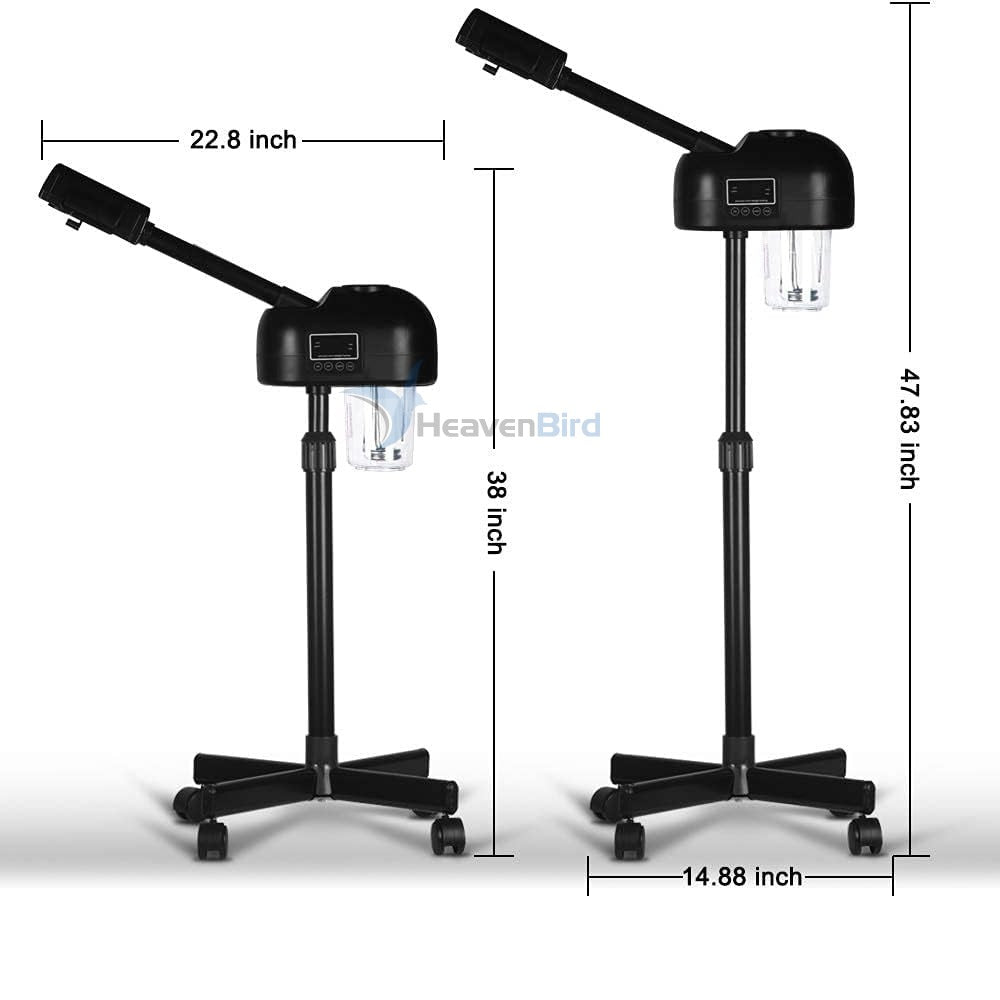 Professional Facial Steamer for Clean Skin LCD Display, Facial Steamer for Esthetician Use at Home & Salon Spa with Hot Mist Timer Function Adjustable Height & Rolling Wheels
