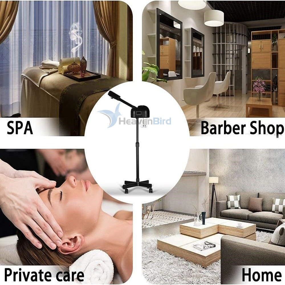 Professional Facial Steamer for Clean Skin LCD Display, Facial Steamer for Esthetician Use at Home & Salon Spa with Hot Mist Timer Function Adjustable Height & Rolling Wheels