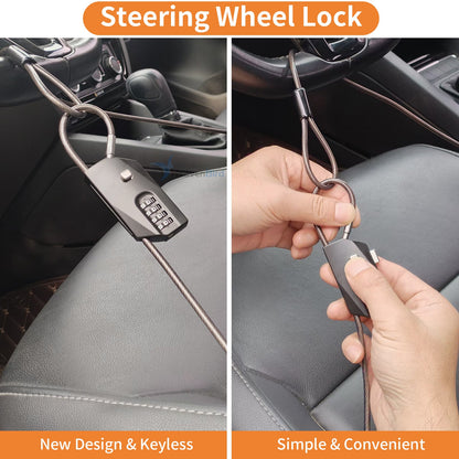 Cable Lock, Small Combination Lock with 4 Digit Code, Chain Lock for Car