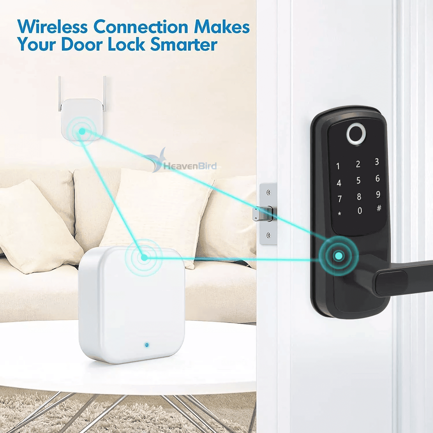 G2 Gateway for TT/DD Lock App, Gateway for Smart Door Lock with Remote Control, Only Work 2.4G Wi-Fi, Compatible with Alexa Voice Control