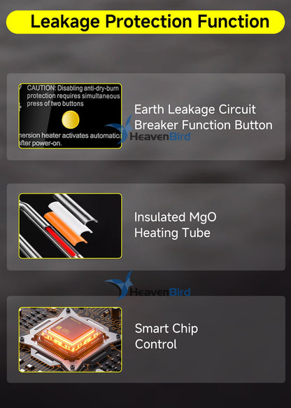 1800W Submersible Water Heater with Anti-Dry-Burn & Auto Shut-Off, Portable Immersion Heater with Timer and Temperature Control - for Bathtubs, Inflatable Pools, Camping Buckets (120V)