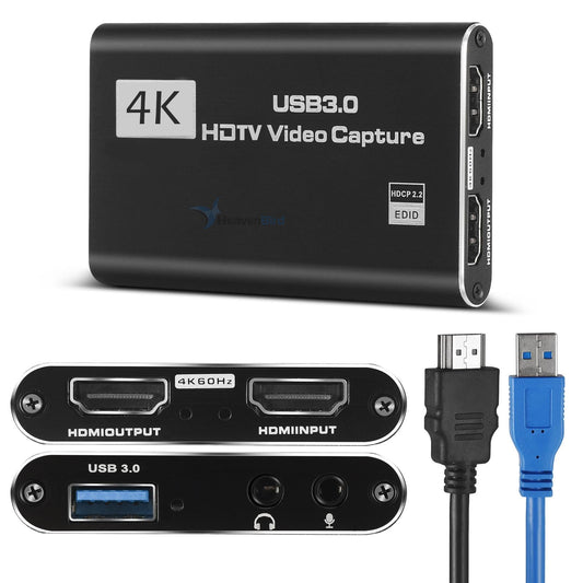4K HDMI Video Capture Card, Gaming Capture Card with Microphone, Full HD 1080P 60FPS USB Capture Card, USB 3.0 HDMI Video Capture Device