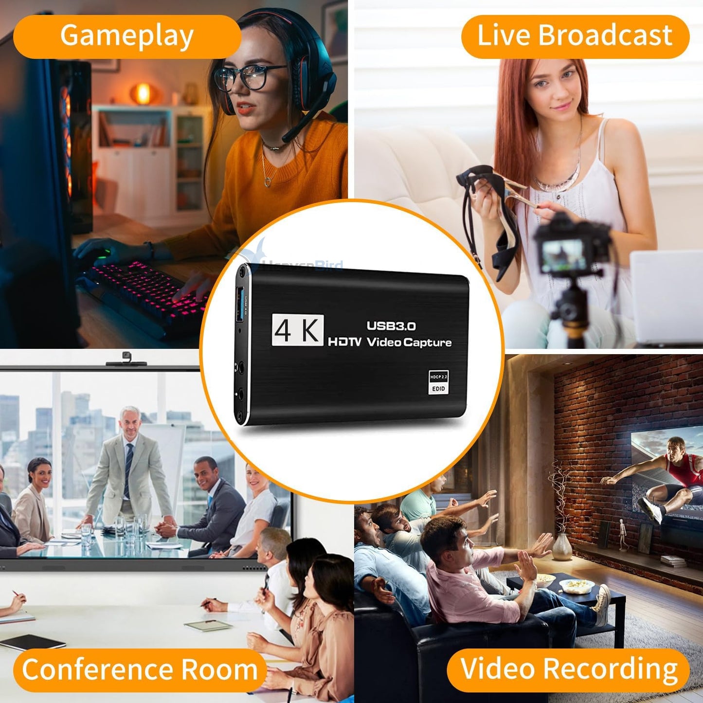 4K HDMI Video Capture Card, Gaming Capture Card with Microphone, Full HD 1080P 60FPS USB Capture Card, USB 3.0 HDMI Video Capture Device