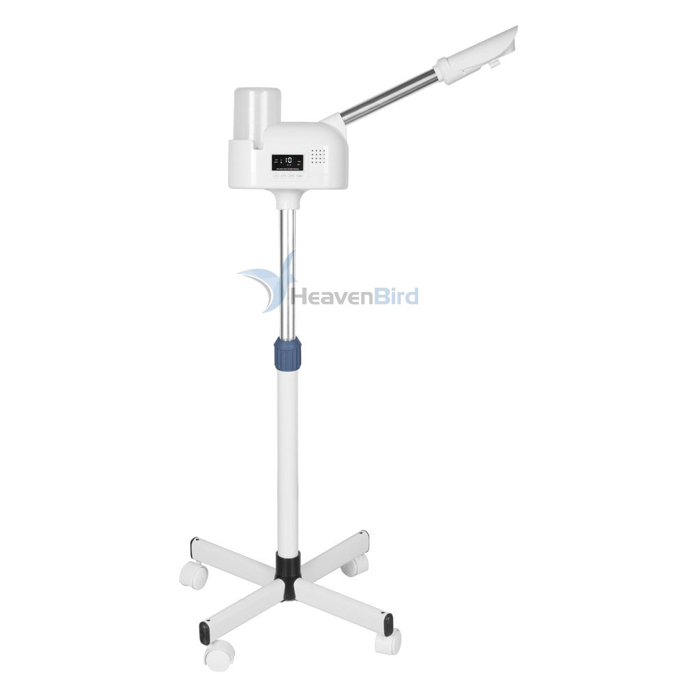 Upgrade Professional LCD Facial Steamer with Hot Mist Esthetician Steamer for Salon Spa & Home Stand Facial Steamer On Wheels 33.8oz Large Upper Inlet Cup & 50s Fast Heating