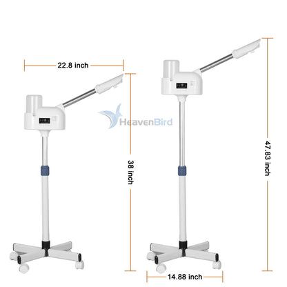 Upgrade Professional LCD Facial Steamer with Hot Mist Esthetician Steamer for Salon Spa & Home Stand Facial Steamer On Wheels 33.8oz Large Upper Inlet Cup & 50s Fast Heating