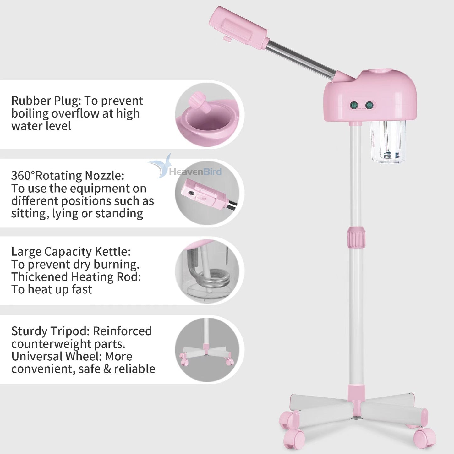 Professional Facial Steamer Vaporizador Facial Steamer for Esthetician Vapor Face Steamer Pink