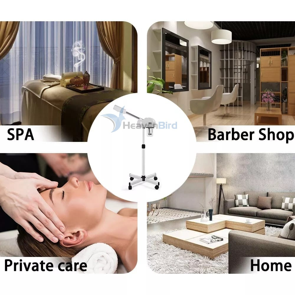 Stand Professional Ozone Facial Steamer with Touch Control Hot Mist Function, Adjustable Height & Rolling Base 360° Rotatable Nozzle Use for Home Salon SPA