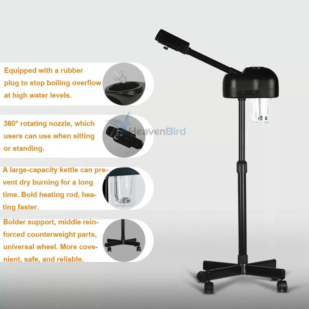 Stand Professional Ozone Facial Steamer with Touch Control Hot Mist Function, Adjustable Height & Rolling Base 360° Rotatable Nozzle Use for Home Salon SPA