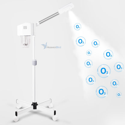 Stand Professional Ozone Facial Steamer with Touch Control Detachable Adjustable Height & Rolling Base 360° Rotatable Nozzle Hot Mist Function Use for Home Salon SPA