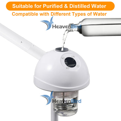 Professional Facial Steamer, Vaporizador Facial with Mist Adjustable & Timer, Ionic Steam Intensity Adjustable & Movable Arm, Preheating Esthetician Steamer, Home Beauty Salon SPA