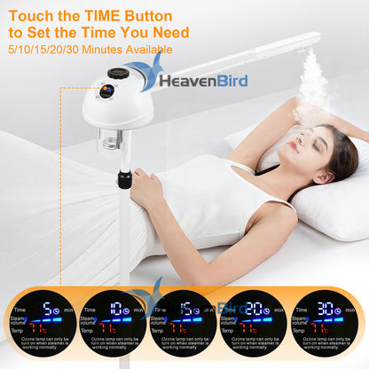 Professional Facial Steamer, Vaporizador Facial with Mist Adjustable & Timer, Ionic Steam Intensity Adjustable & Movable Arm, Preheating Esthetician Steamer, Home Beauty Salon SPA