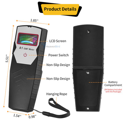 EMF Meter, Hand-held Digital LCD EMF Detector, Ghost Hunting Equipment Tester for Home, Office & Outdoor Inspections