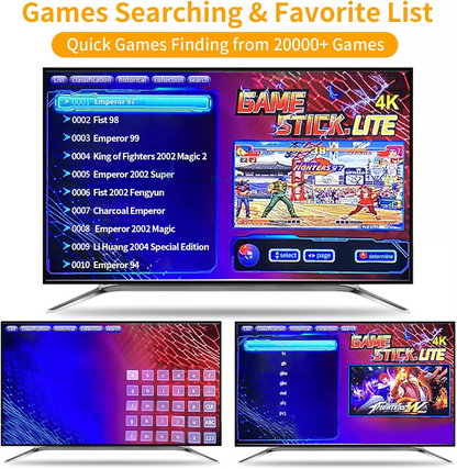 Wireless Retro Game Console Built-in 20,000 Games 10 Emulators Plug & Play Video Game Console 64G TV Game Stick Dual 2.4G Wireless Controllers