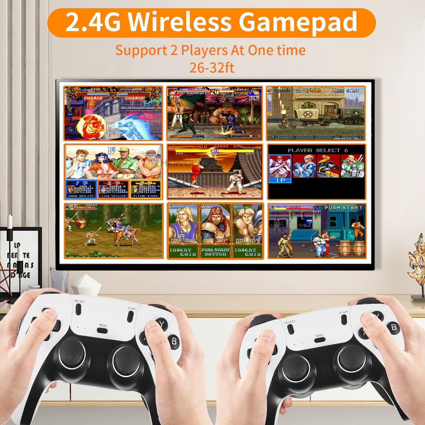 Wireless Retro Game Console Built-in 20,000 Games 10 Emulators Plug & Play Video Game Console 64G TV Game Stick Dual 2.4G Wireless Controllers