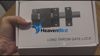 Long Throw Gate Lock, Fit for 40-80mm Wooden Door, Anti-Rust, Double Sides Locking, Right & Left Door, 5 Keys